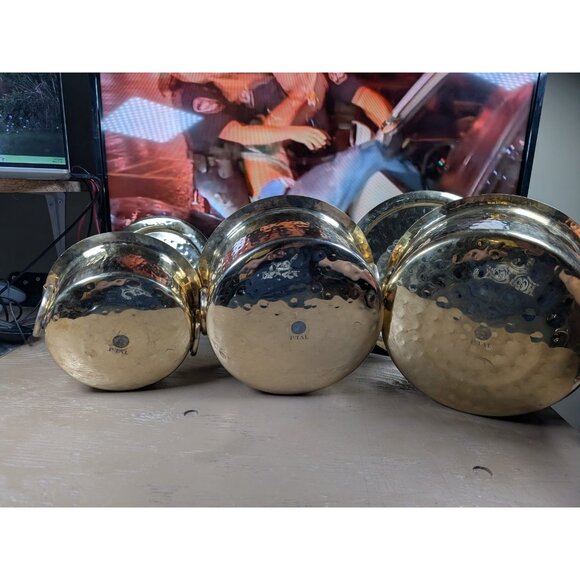 P-TAL Brass Patila Set Of 3 (1L, 3L ,5L) W/ Lids & Tin Coated Pure Brass - Picture 9 of 16